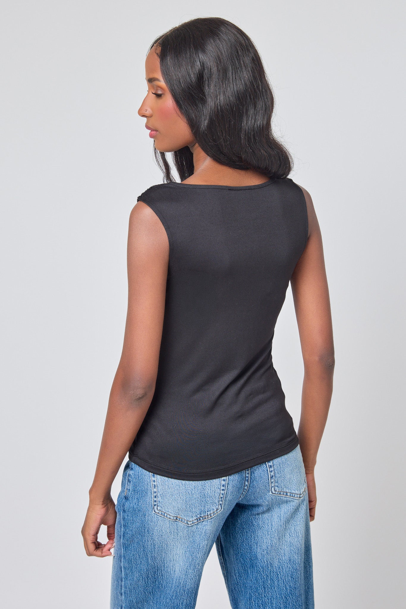 Asymmetrical Sleeveless Tank with Gold Hardware – Eclipse