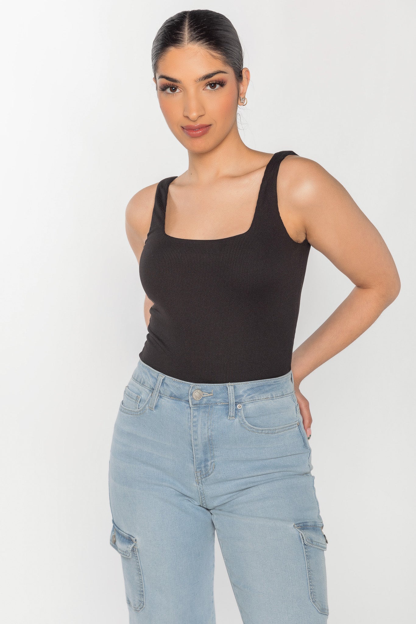 Rib Square Neck Tank Bodysuit