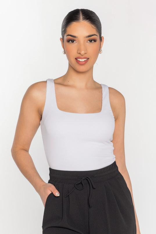 Rib Square Neck Tank Bodysuit