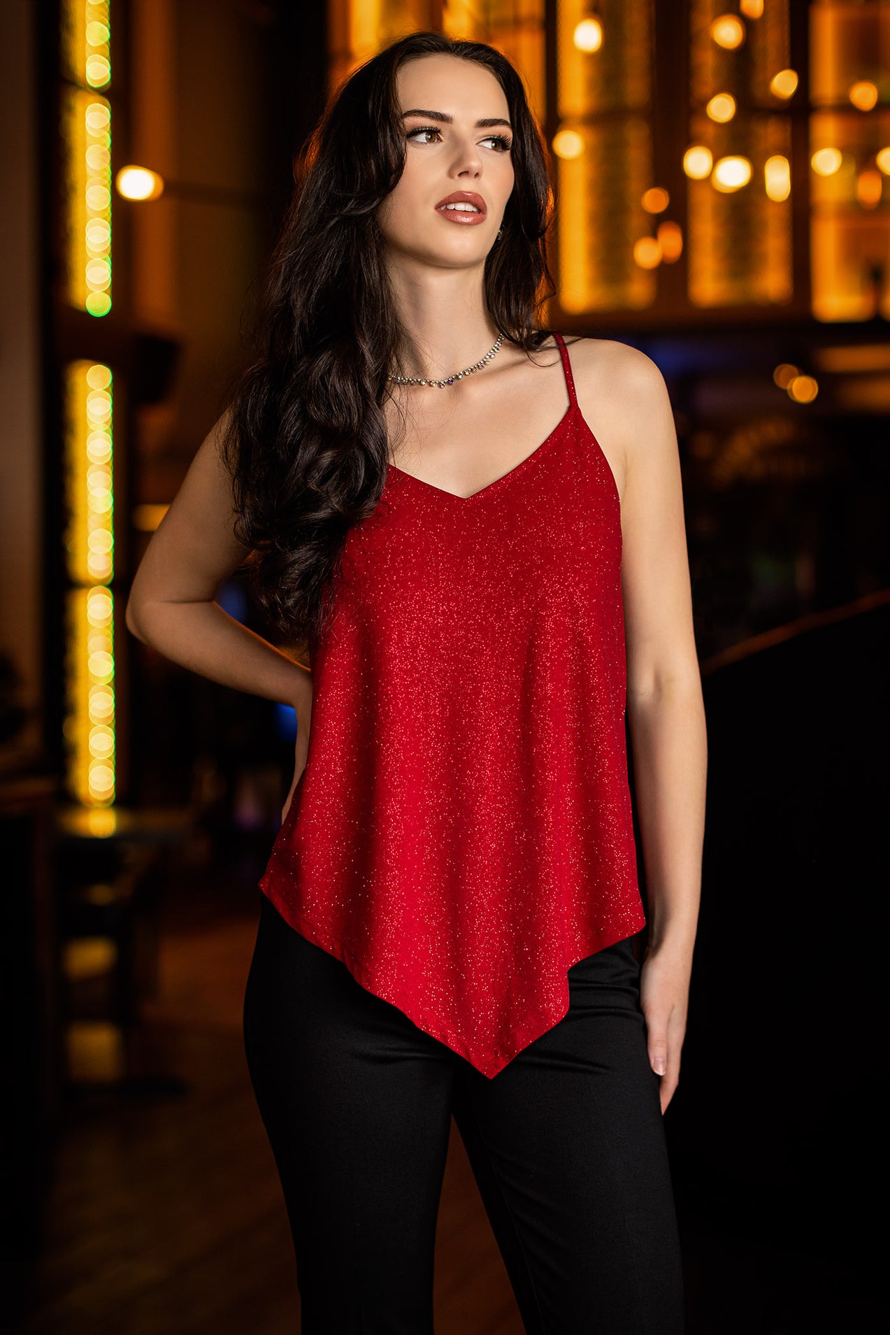 Camisole pailletée à col en V