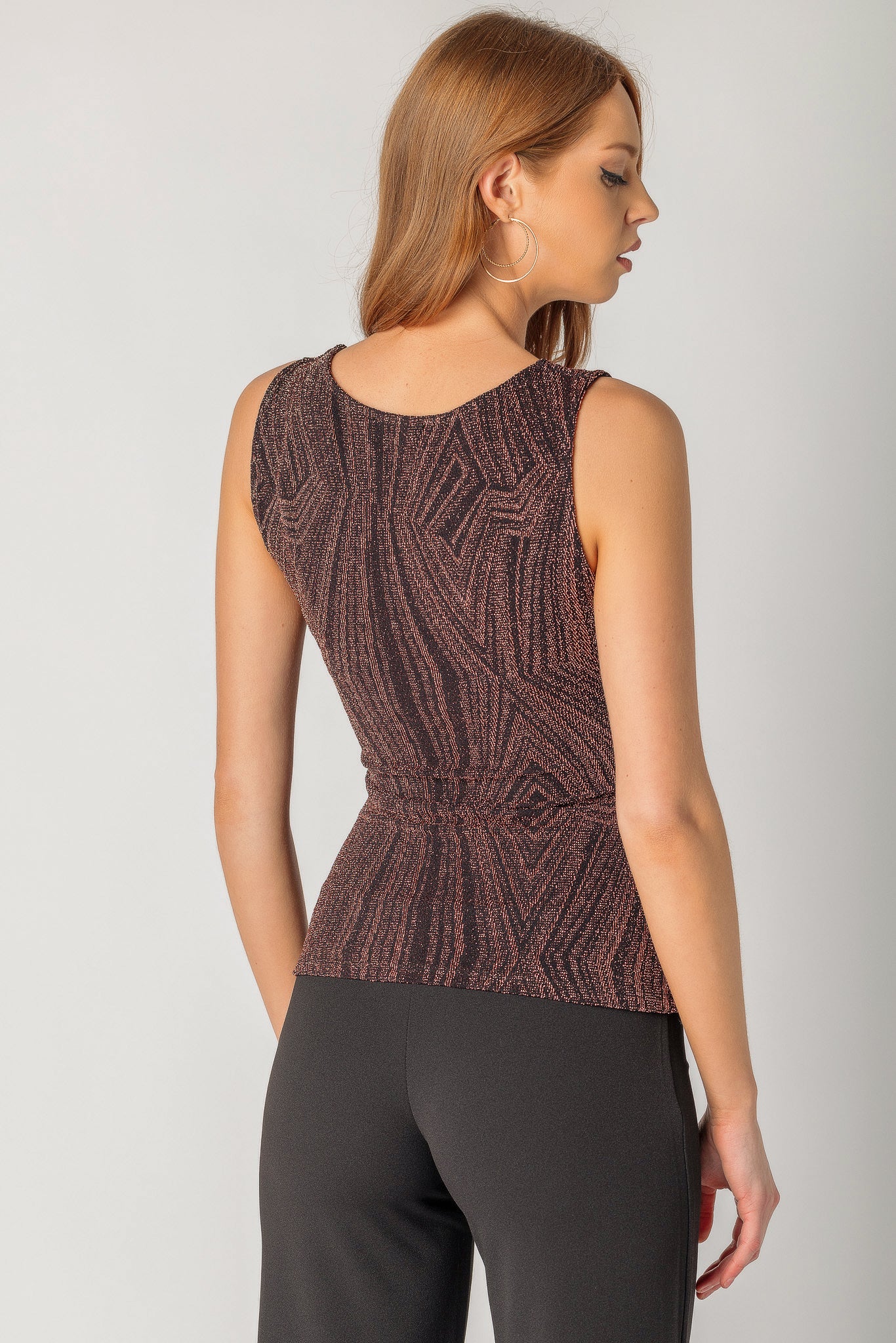 Metallic Chevron Square Neck Top
