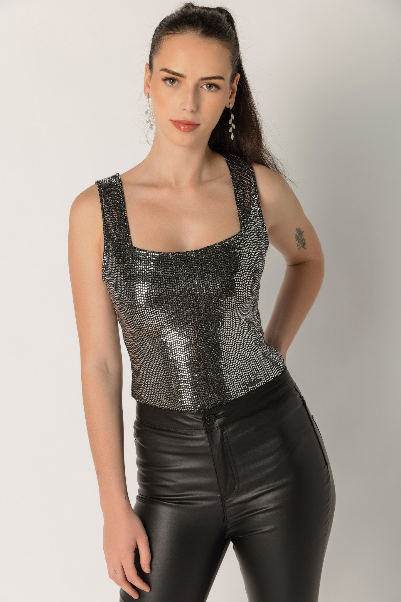 Disco Sequin Sleeveless Top