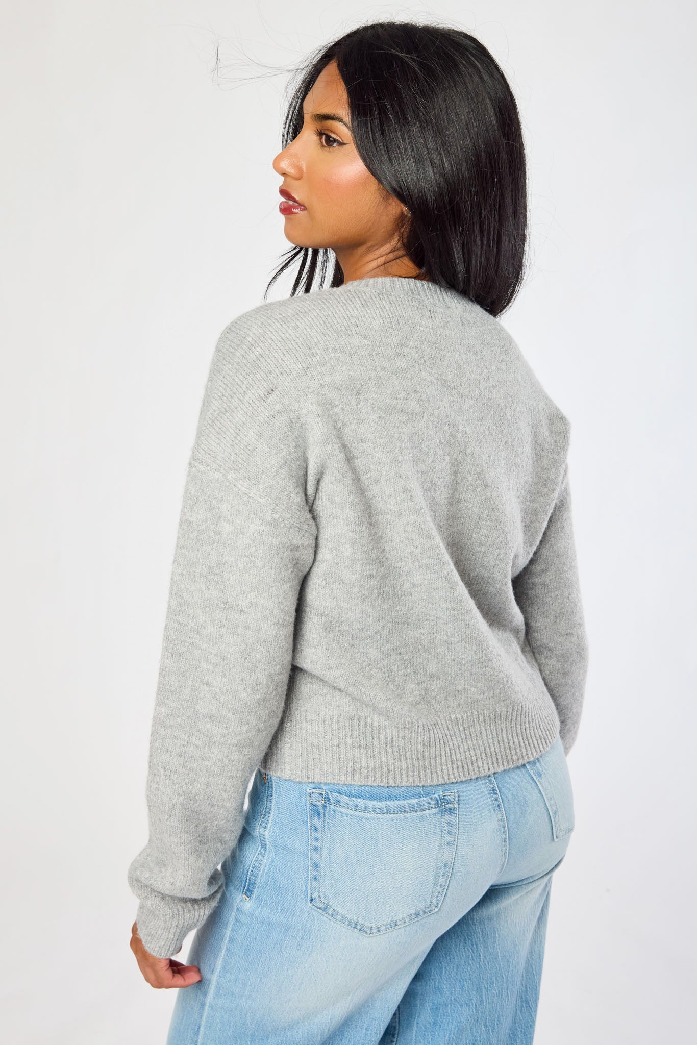 Rhinestone Bow Jacquard Sweater