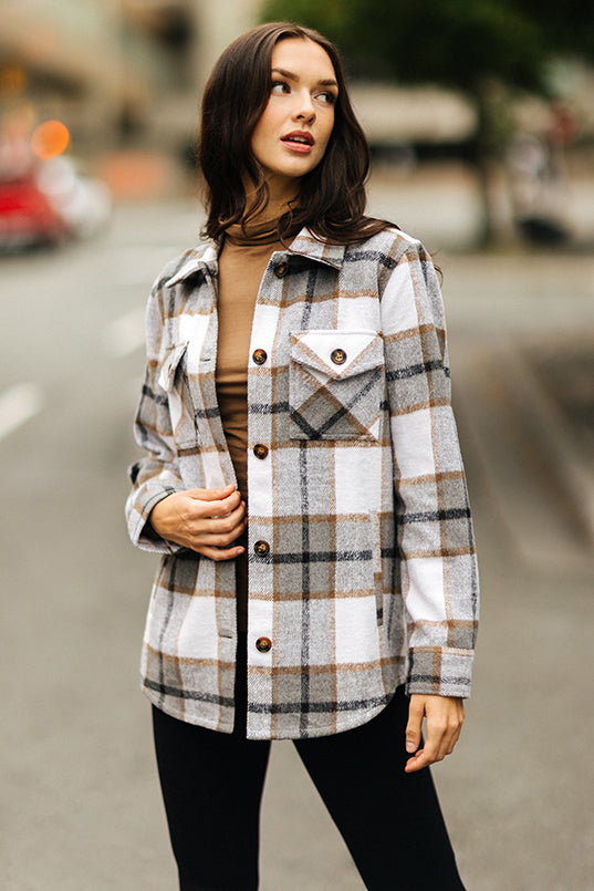 Manteau-chemise brossé à carreaux Pepper