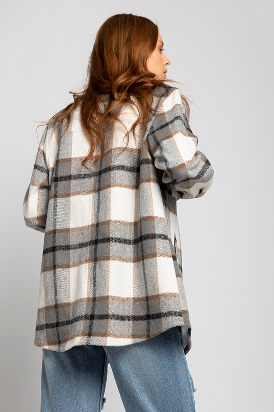 Manteau-chemise brossé à carreaux Pepper
