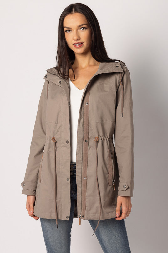Anorak coton en fini enzyme avec capuchon