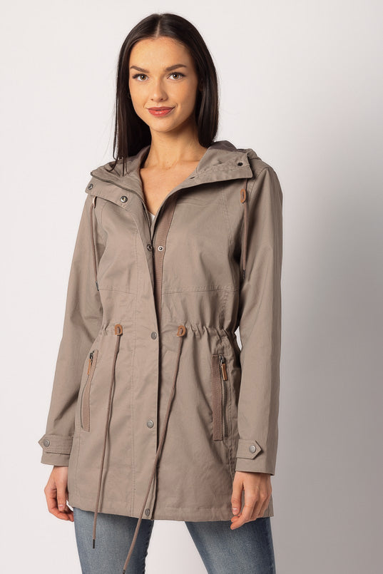 Anorak coton en fini enzyme avec capuchon