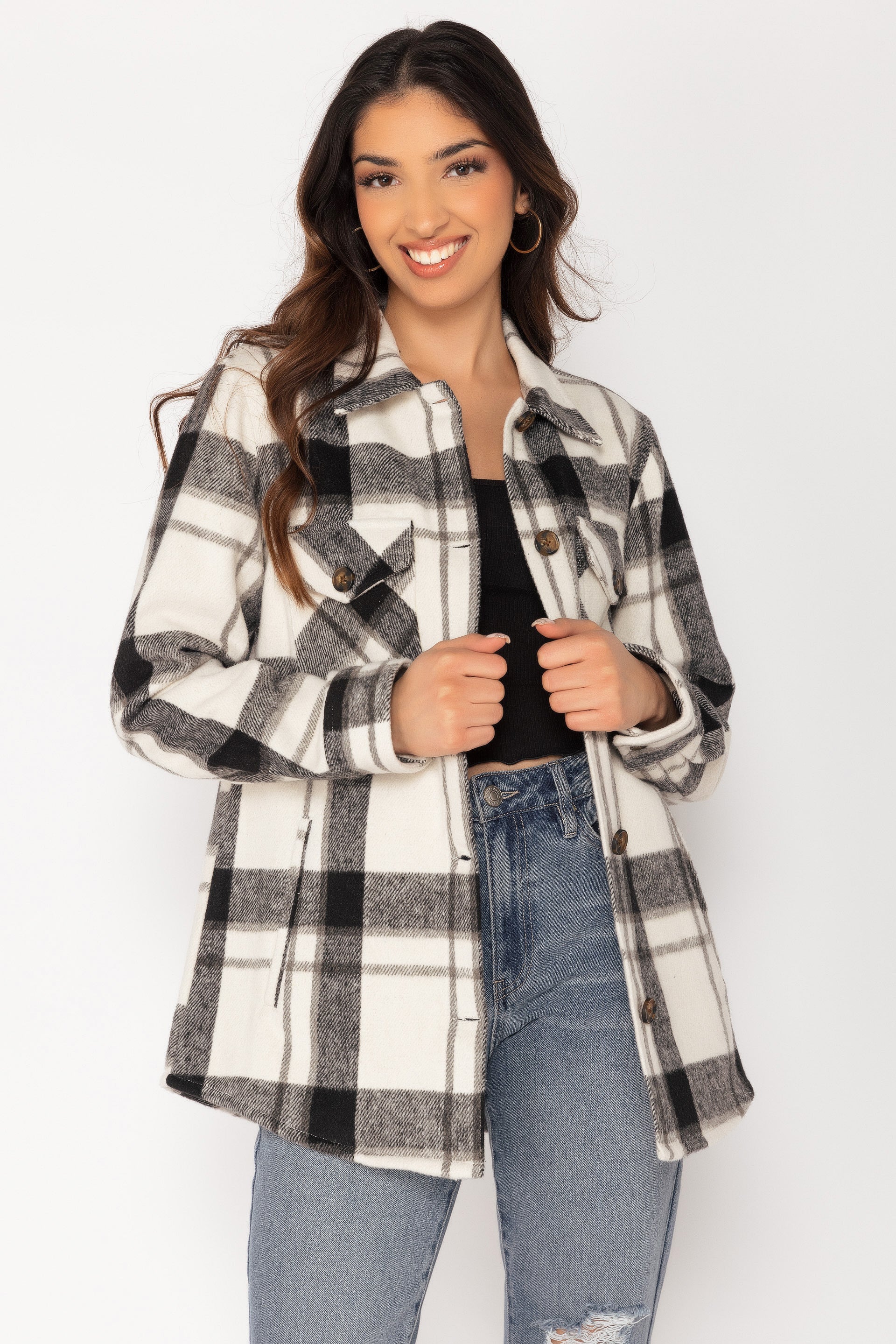 Manteau-chemise brossé à carreaux Sydney
