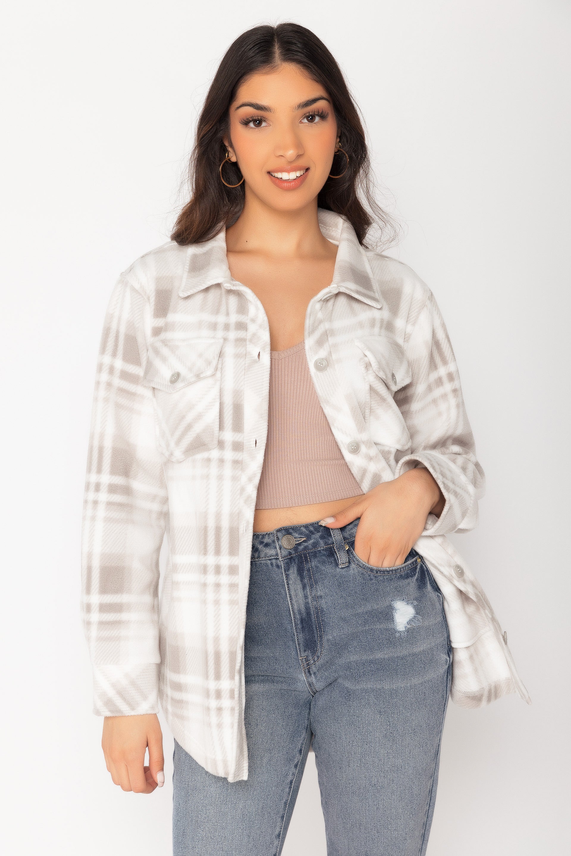 Avery Plaid Polar Fleece Shacket
