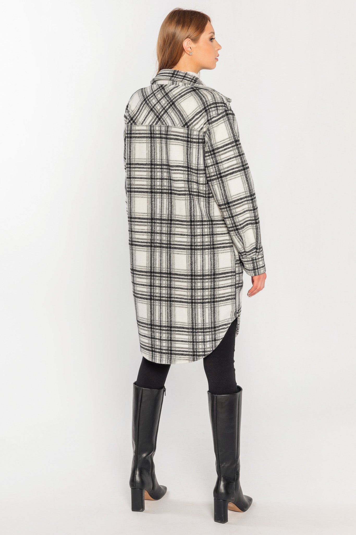 Plaid Knit Longline Shacket