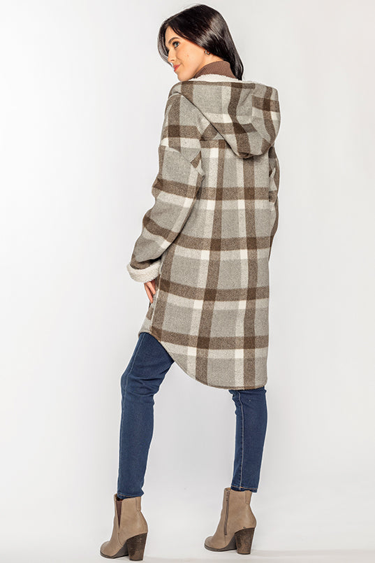 Manteau-chemise à carreaux doublure sherpa