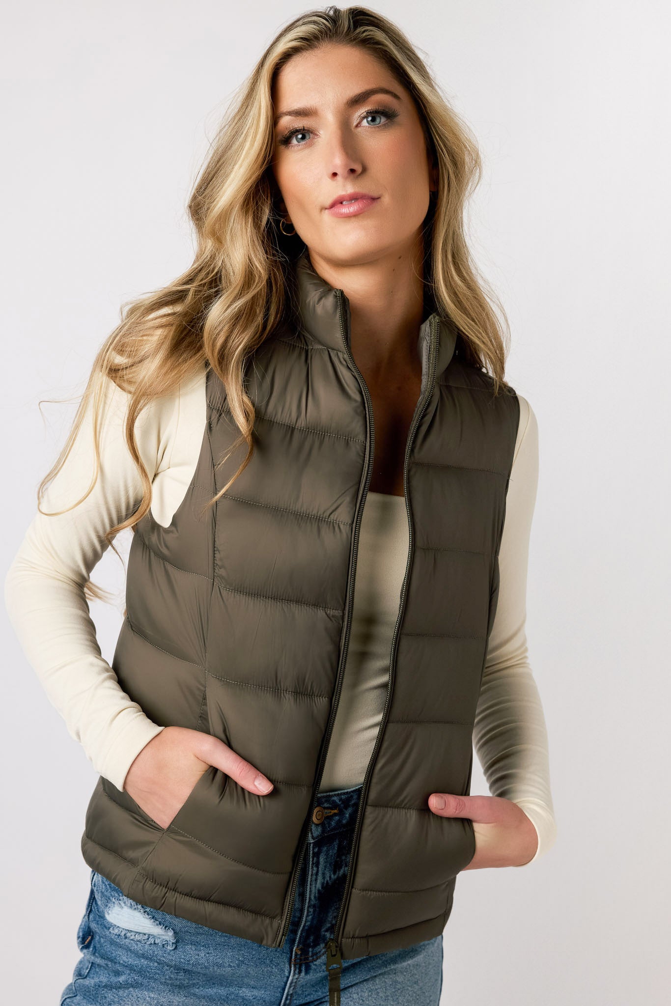 Nylon Quilted Puffer Vest