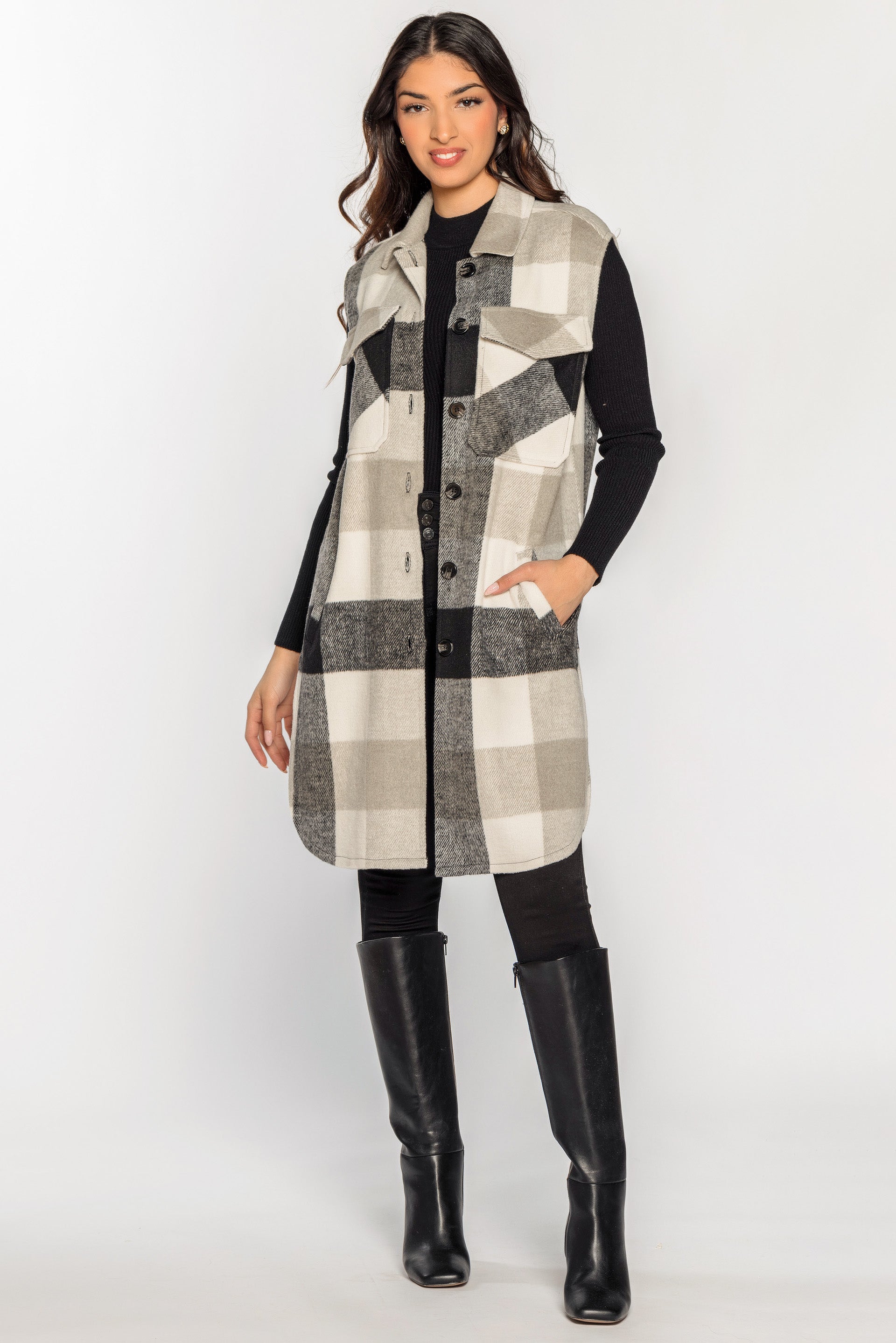 Manteau-chemise sans manches carreaux buffalo
