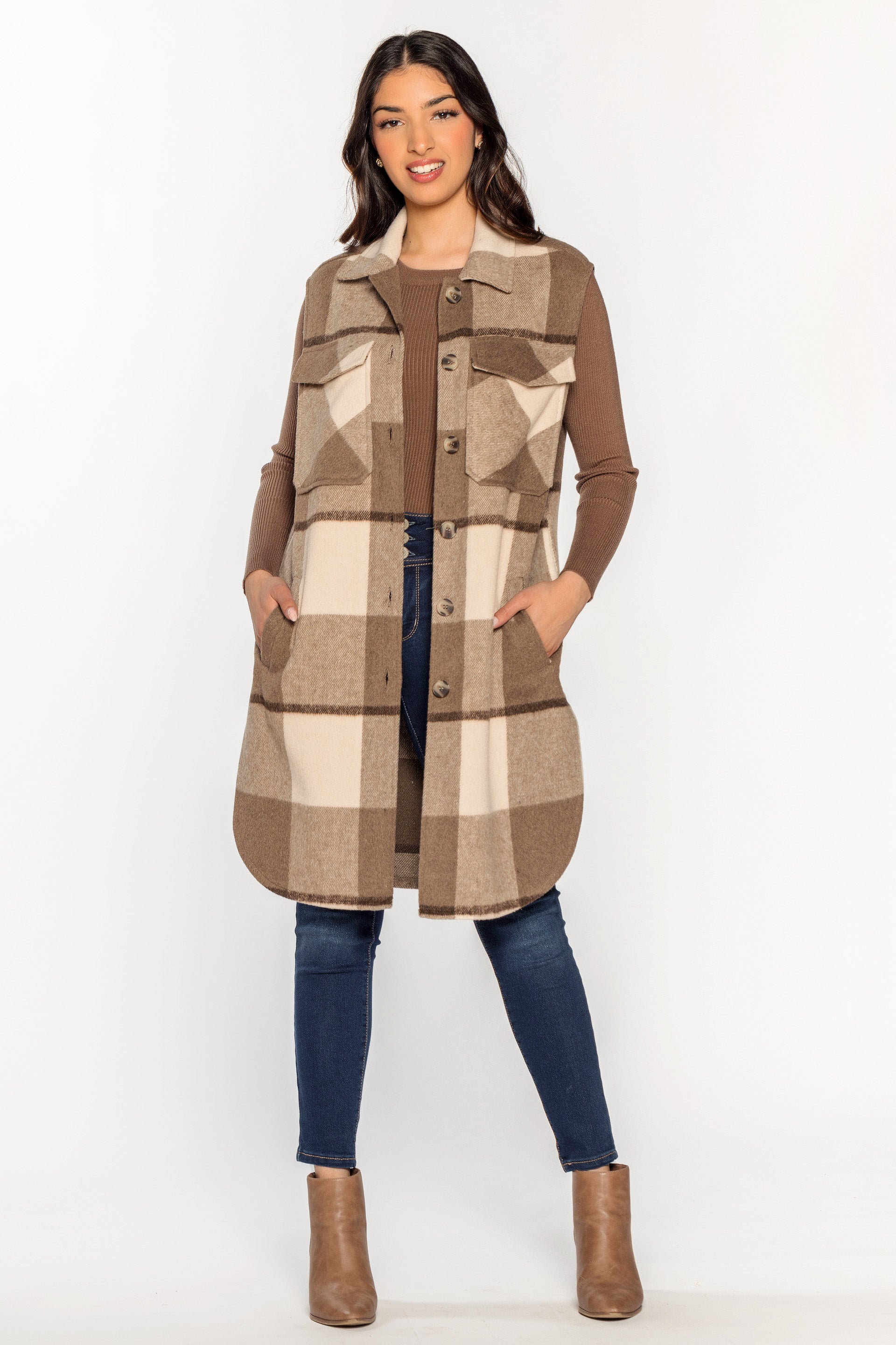 Manteau-chemise sans manches carreaux buffalo