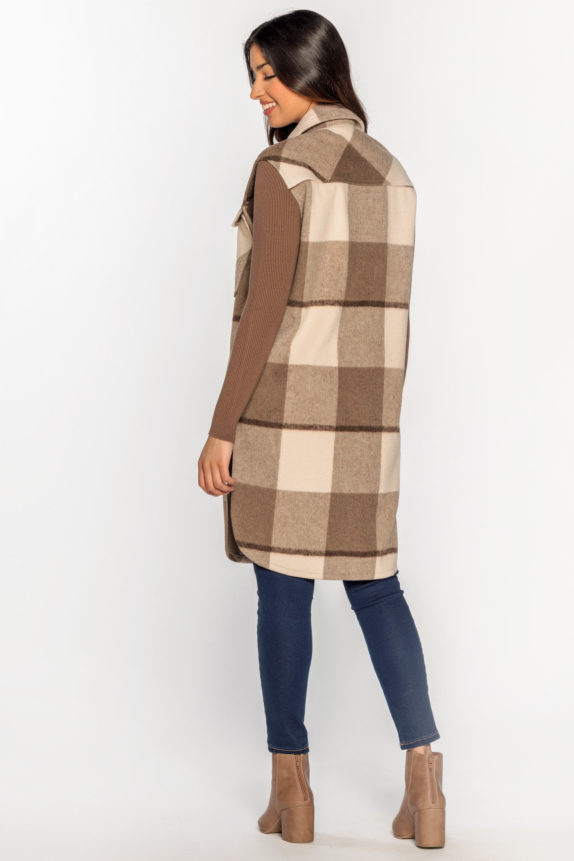 Manteau-chemise sans manches carreaux buffalo