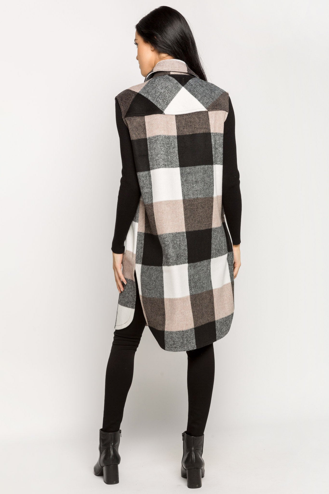Buffalo Plaid Sleeveless Longline Shacket