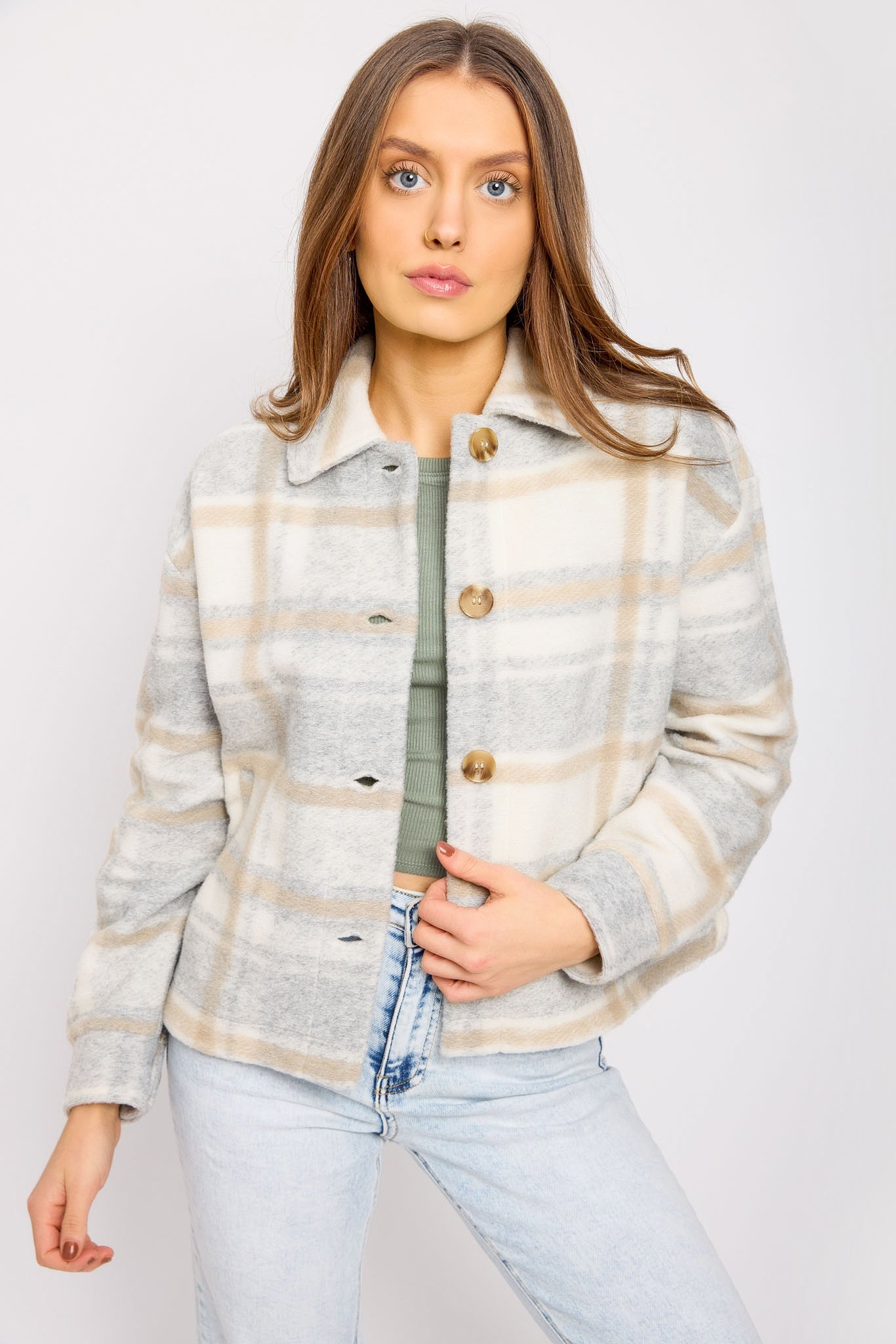 Veste courte à carreaux