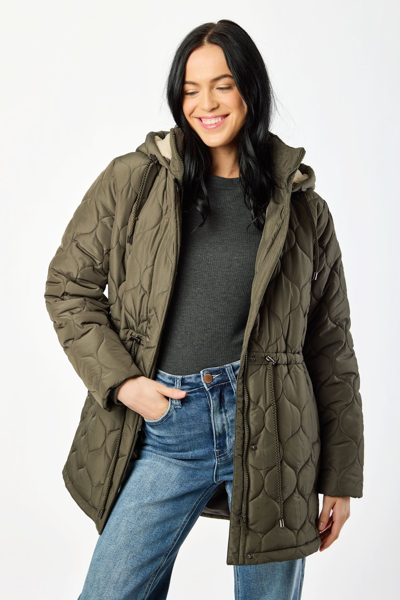 Anorak Sherpa matelassé en vagues