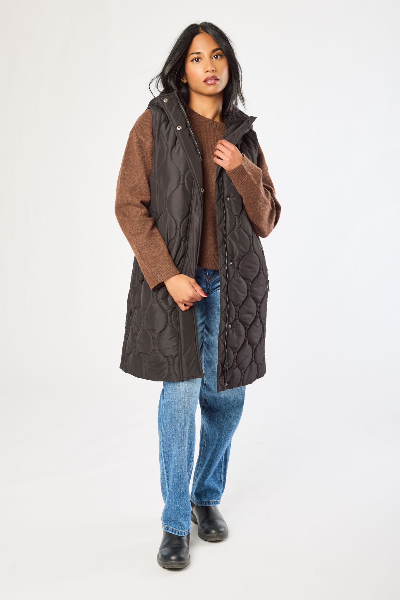 Wave Quilted Hooded Vest