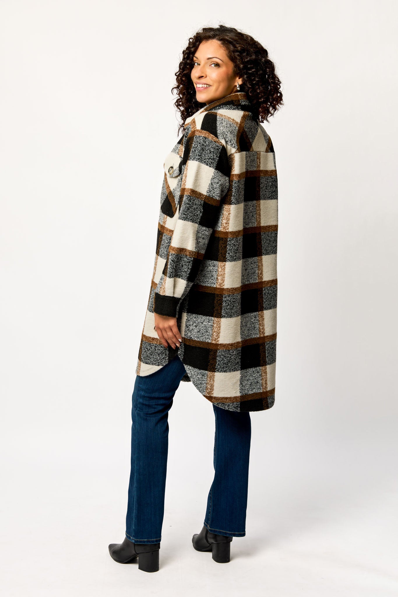 Plaid Knit Longline Shacket