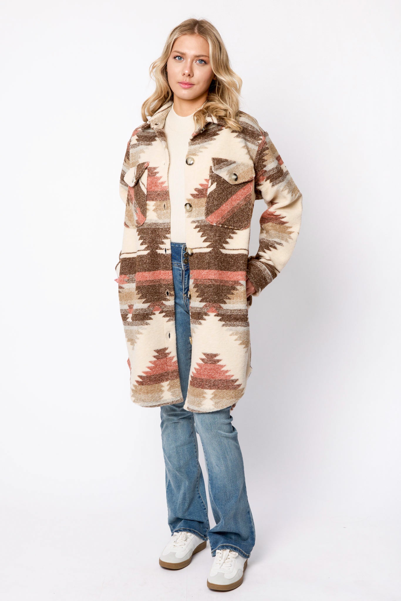 Abstract Knit Longline Shacket