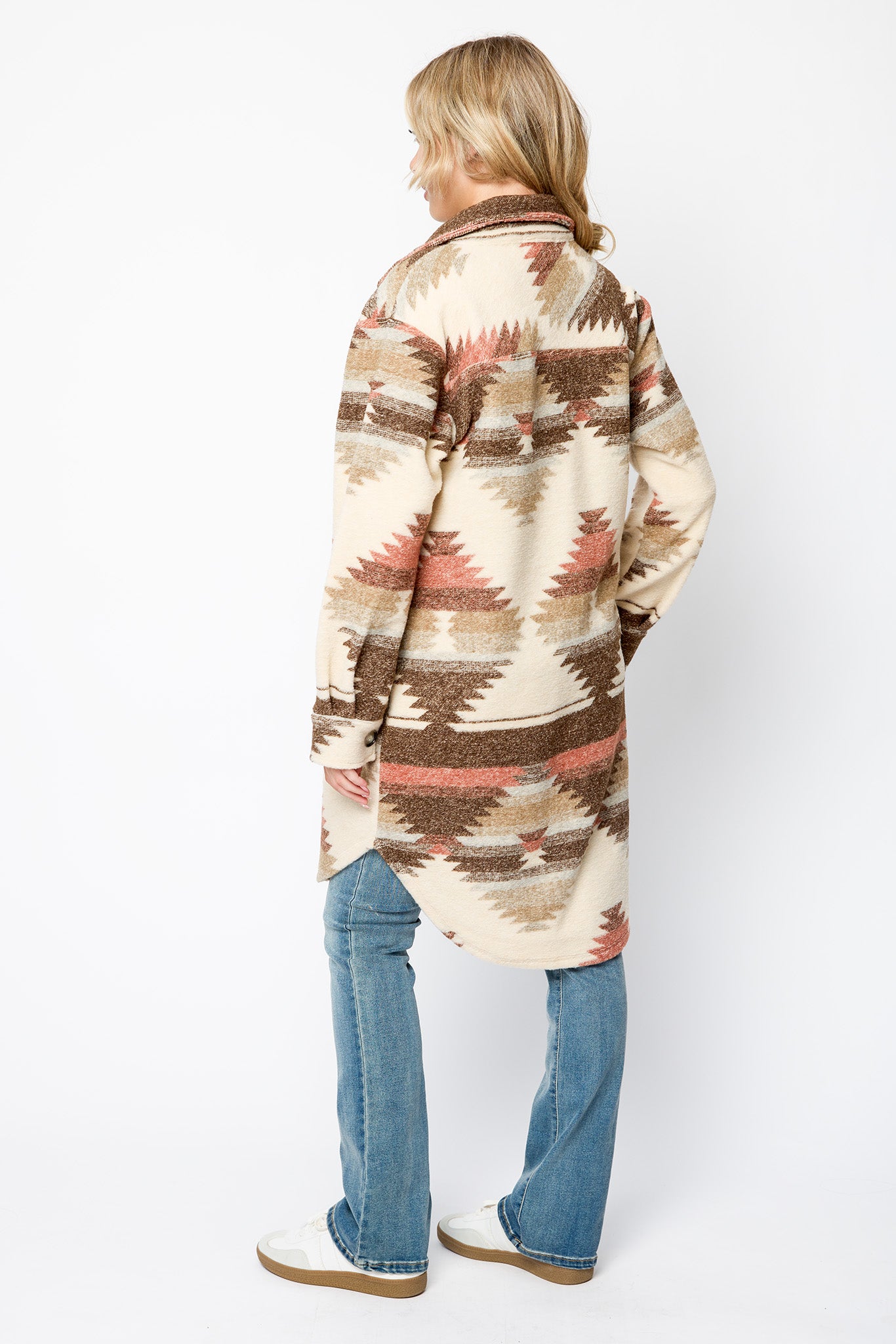 Abstract Knit Longline Shacket