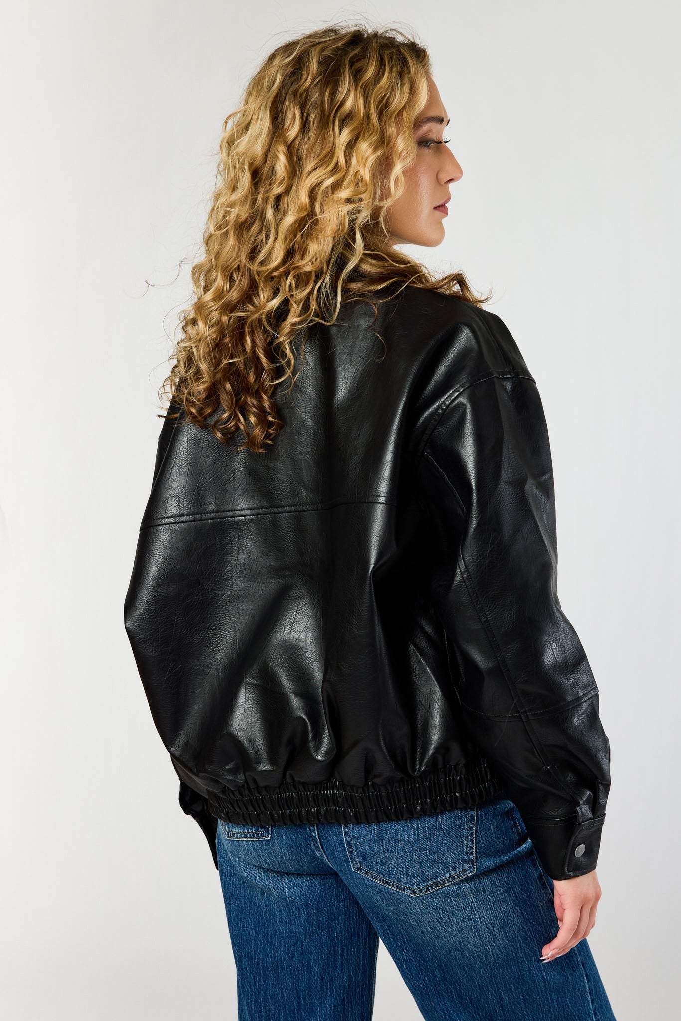 Ashley Oversized Vegan Leather Bomber Jacket – Eclipse