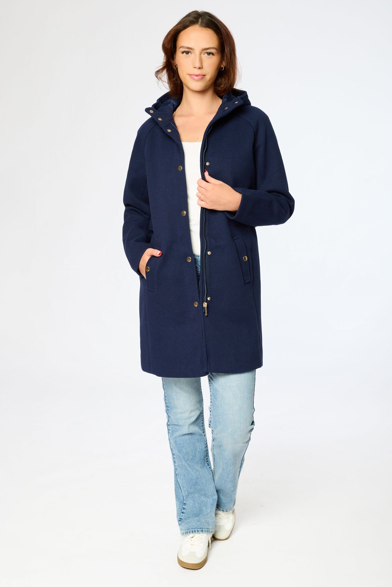 Faux Wool Hooded Coat