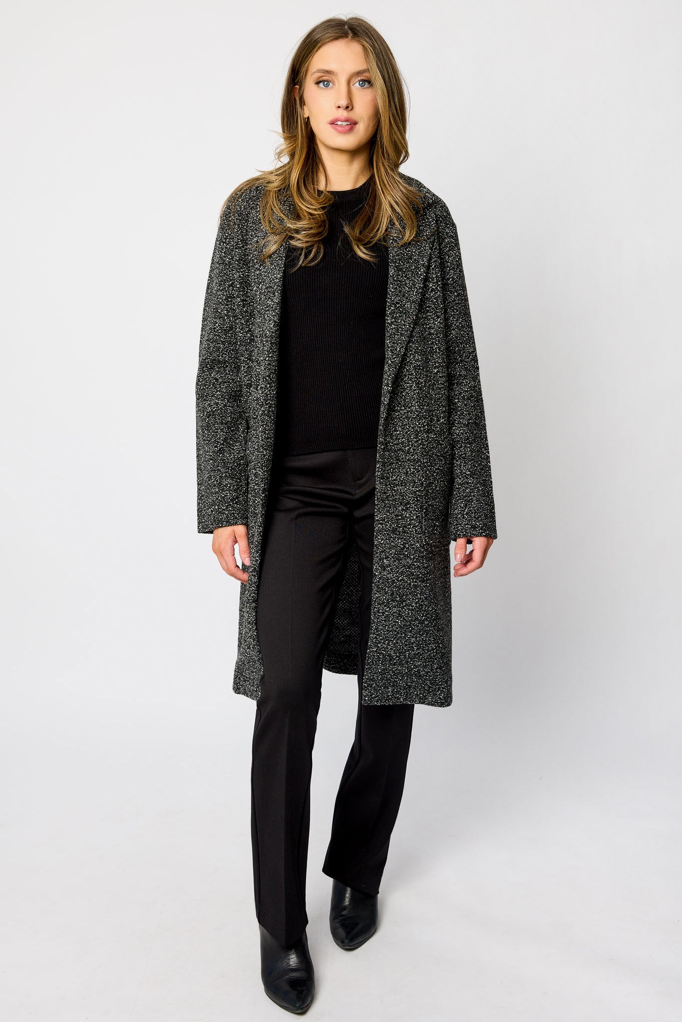 Manteau-chemise bouclé à bouton unique