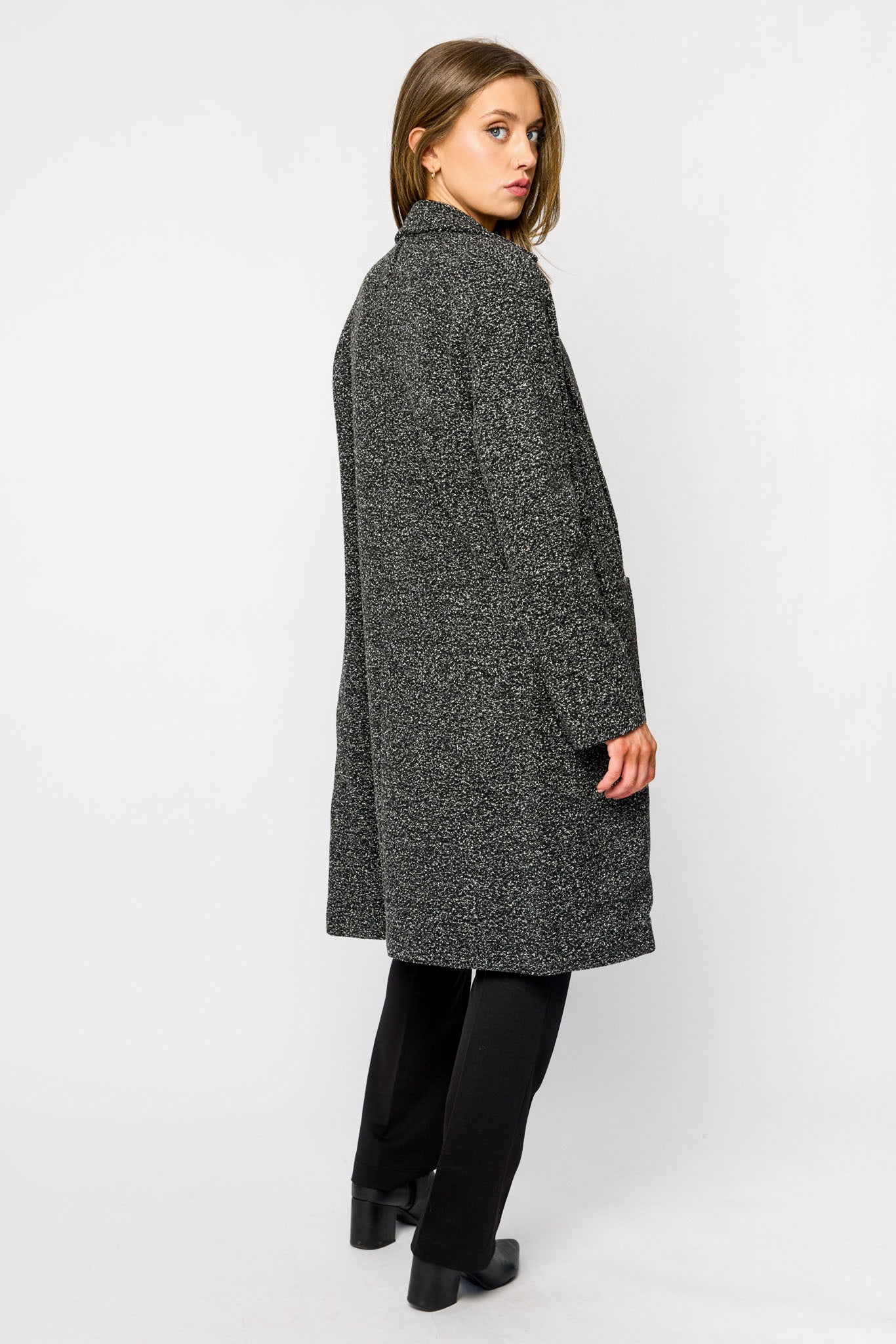 Manteau-chemise bouclé à bouton unique