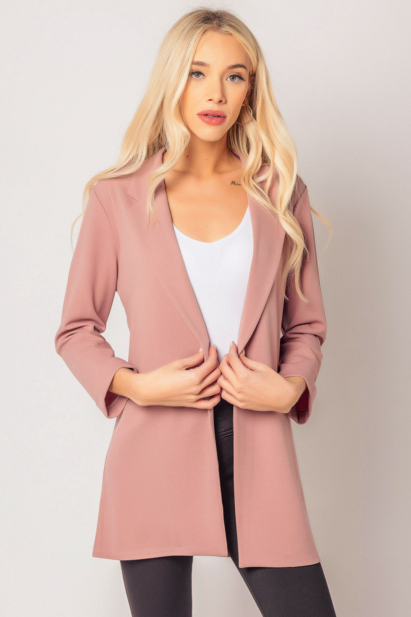 Longline Blazer with Roll-Up Sleeves