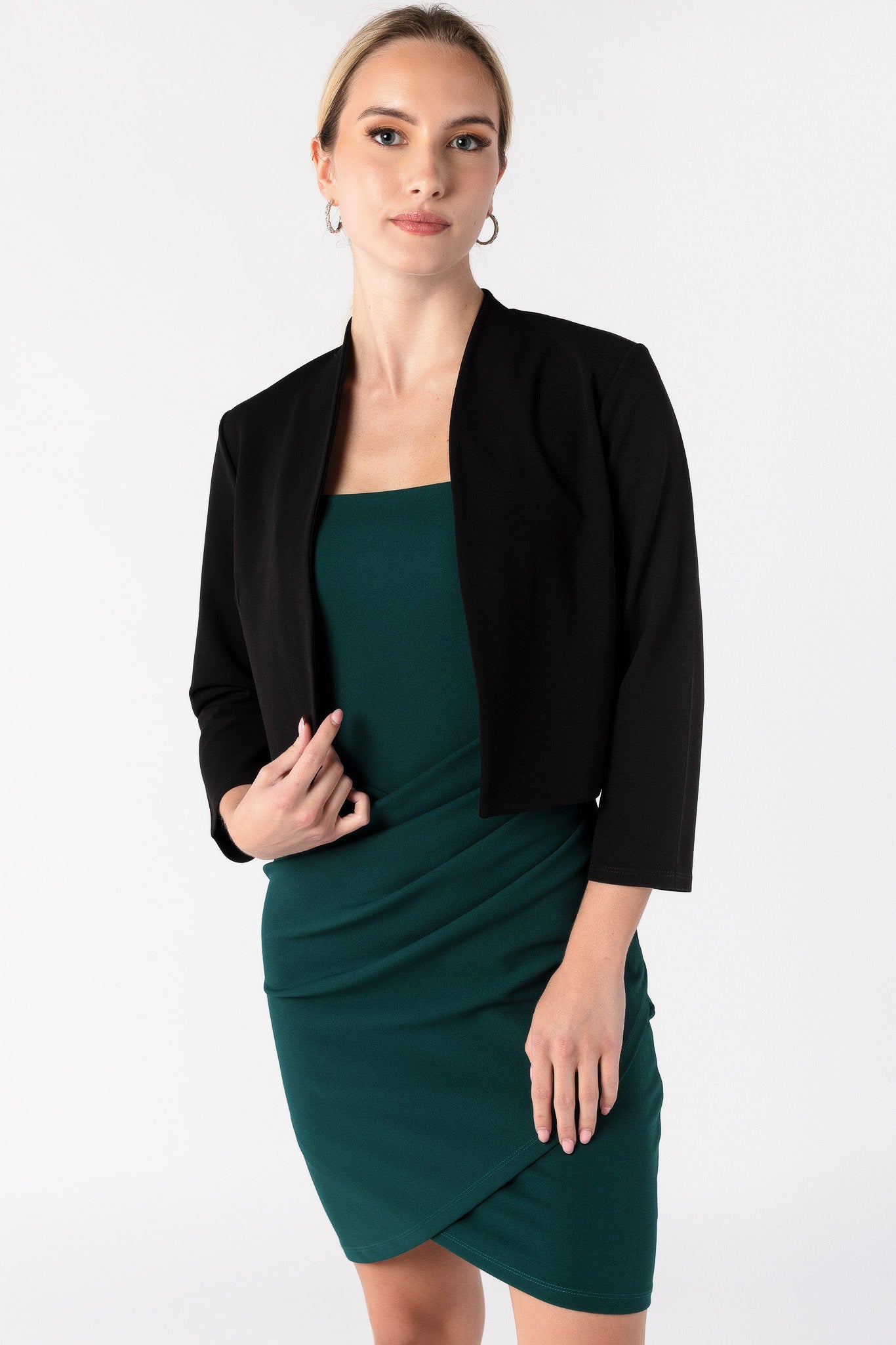 Veston-châle écourté en crêpe extensible