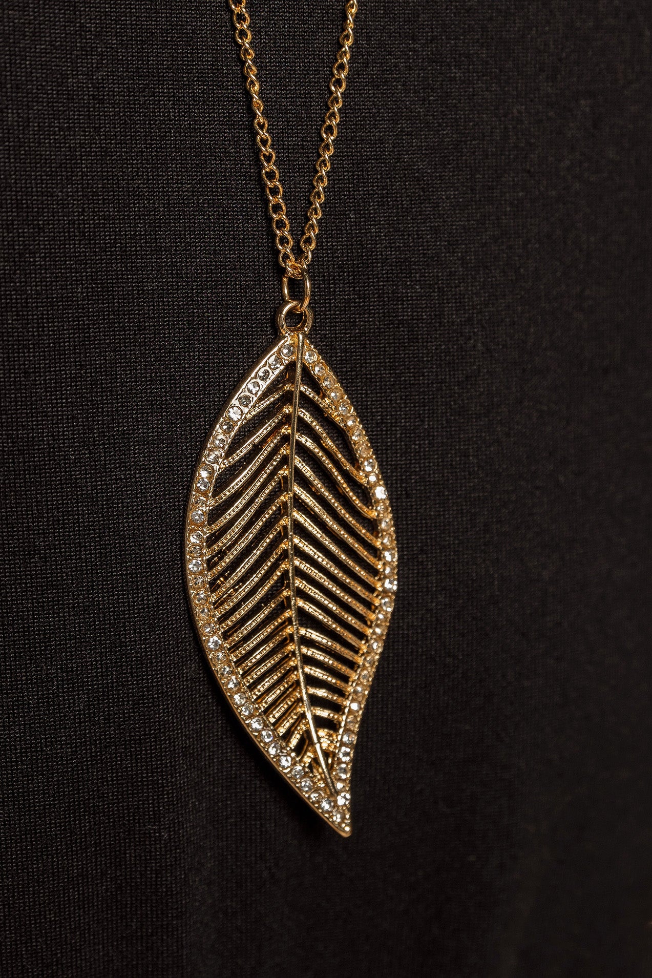 Rhinestone Leaf Necklace