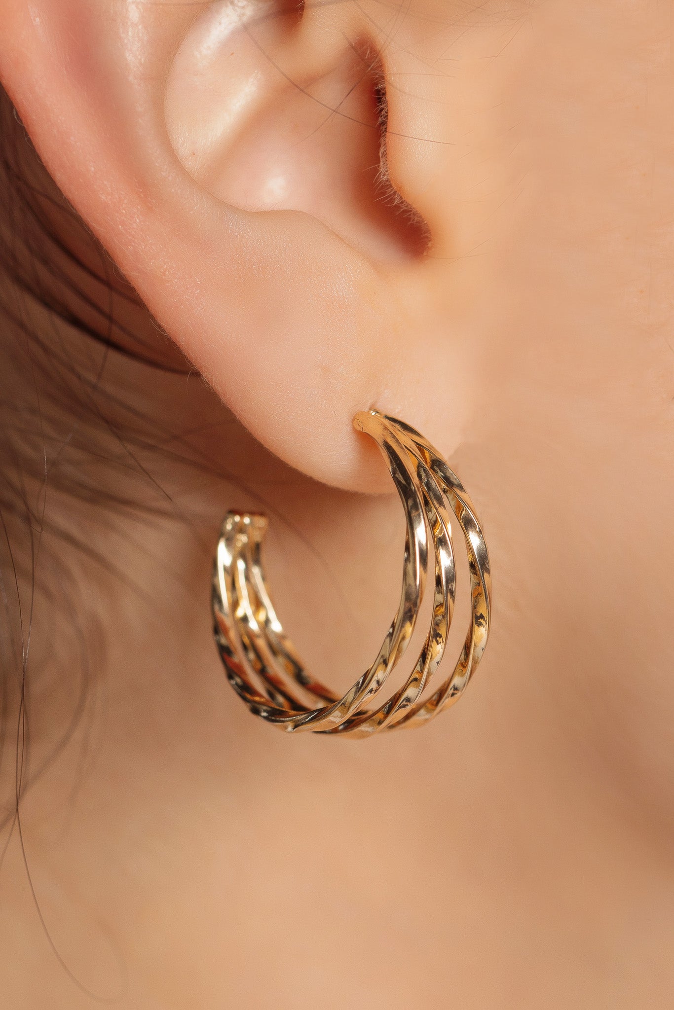 Triple Twisted Hoop Earring