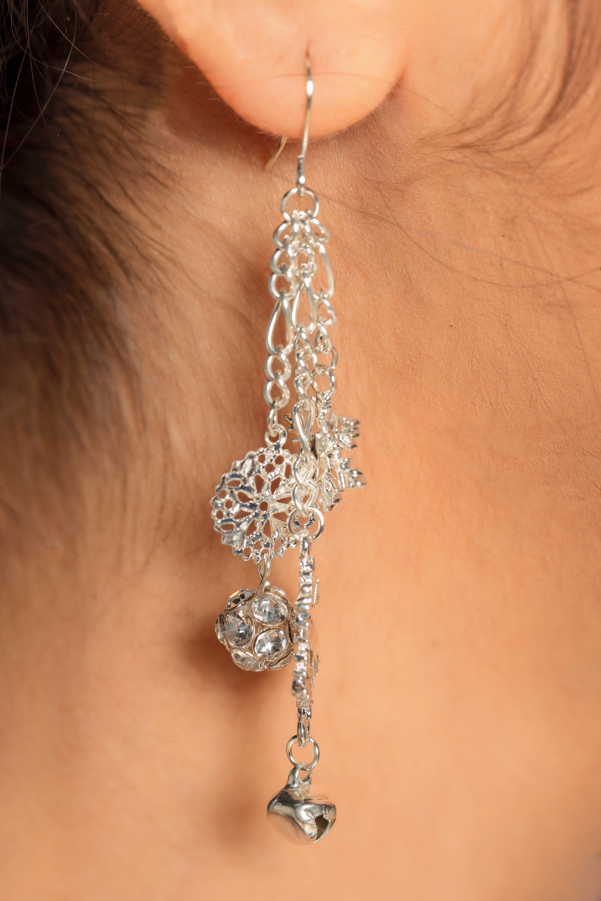 Boucles d'oreilles pendantes en forme de flocon de neige