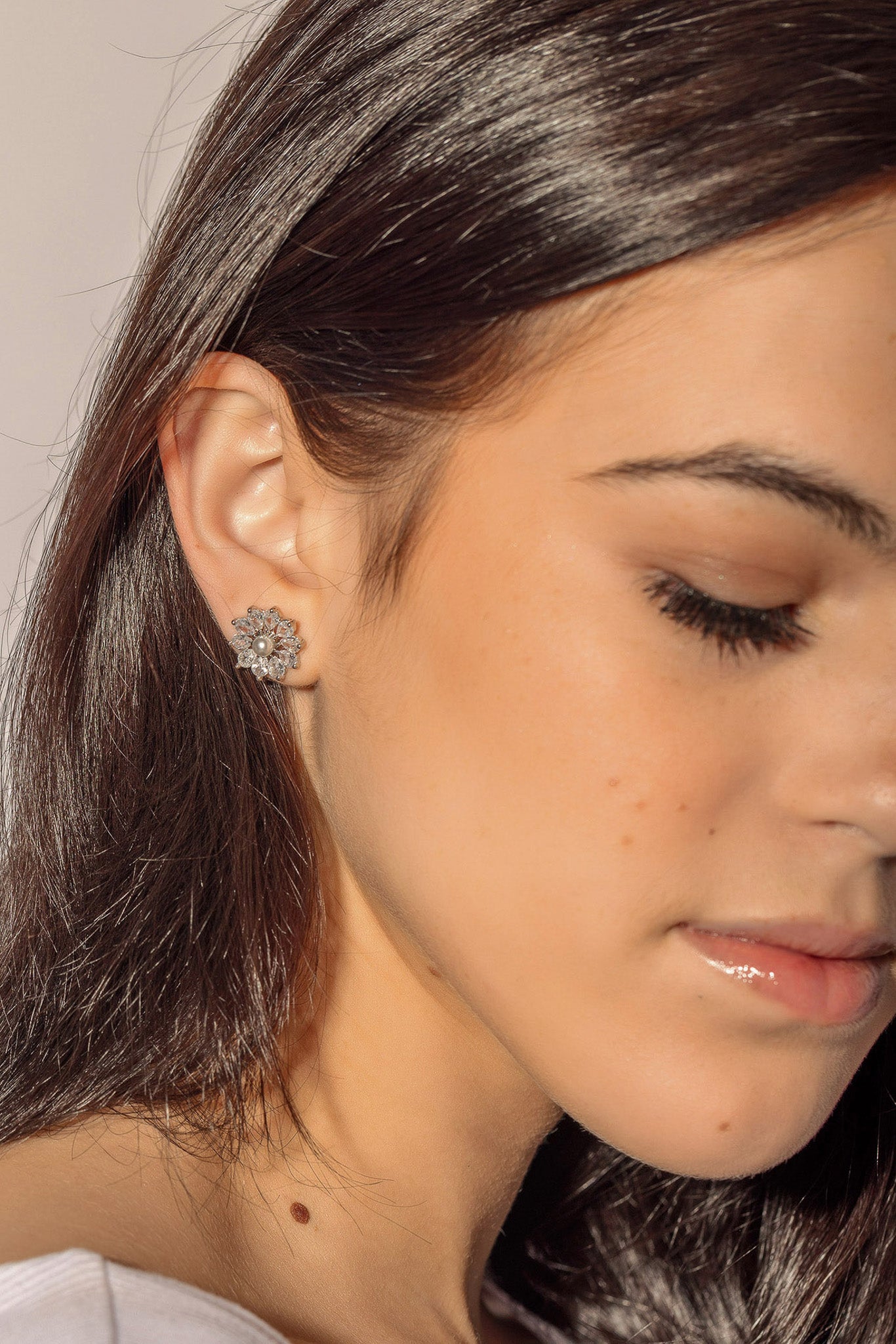 Floral Studs with Pearl Center