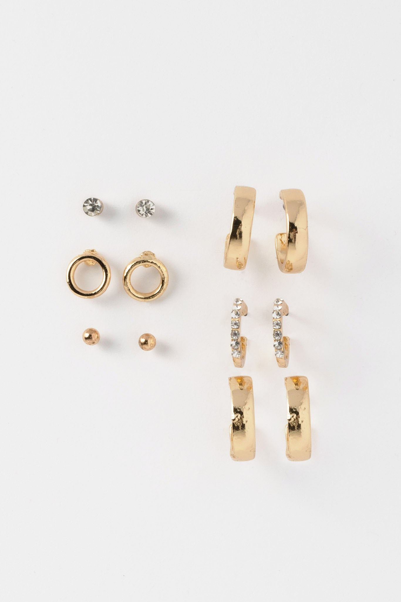 Ensemble à 6 boucles d'oreilles à puces et mini anneaux