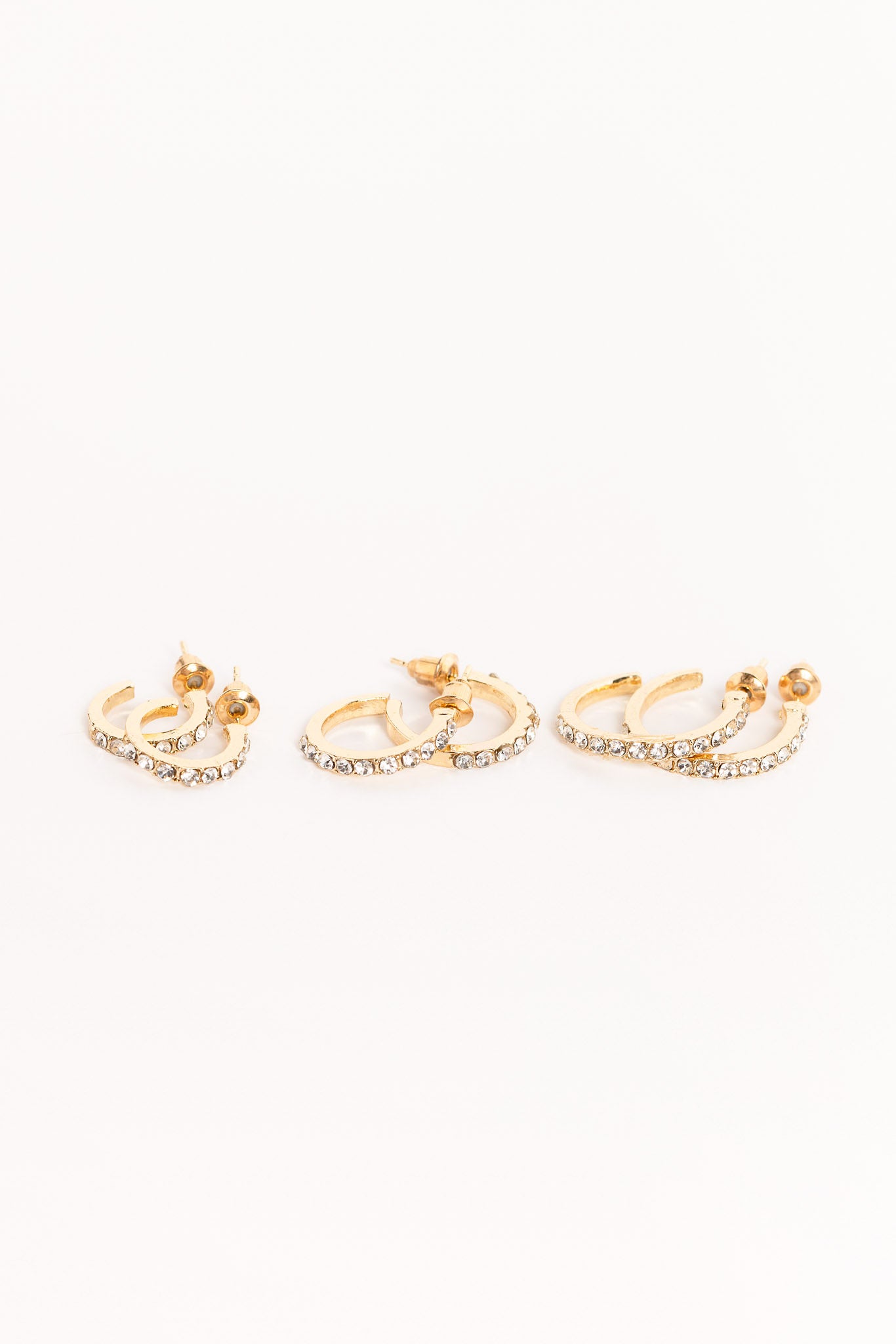 Rhinestone Hoop Earrings Set - Main Image
