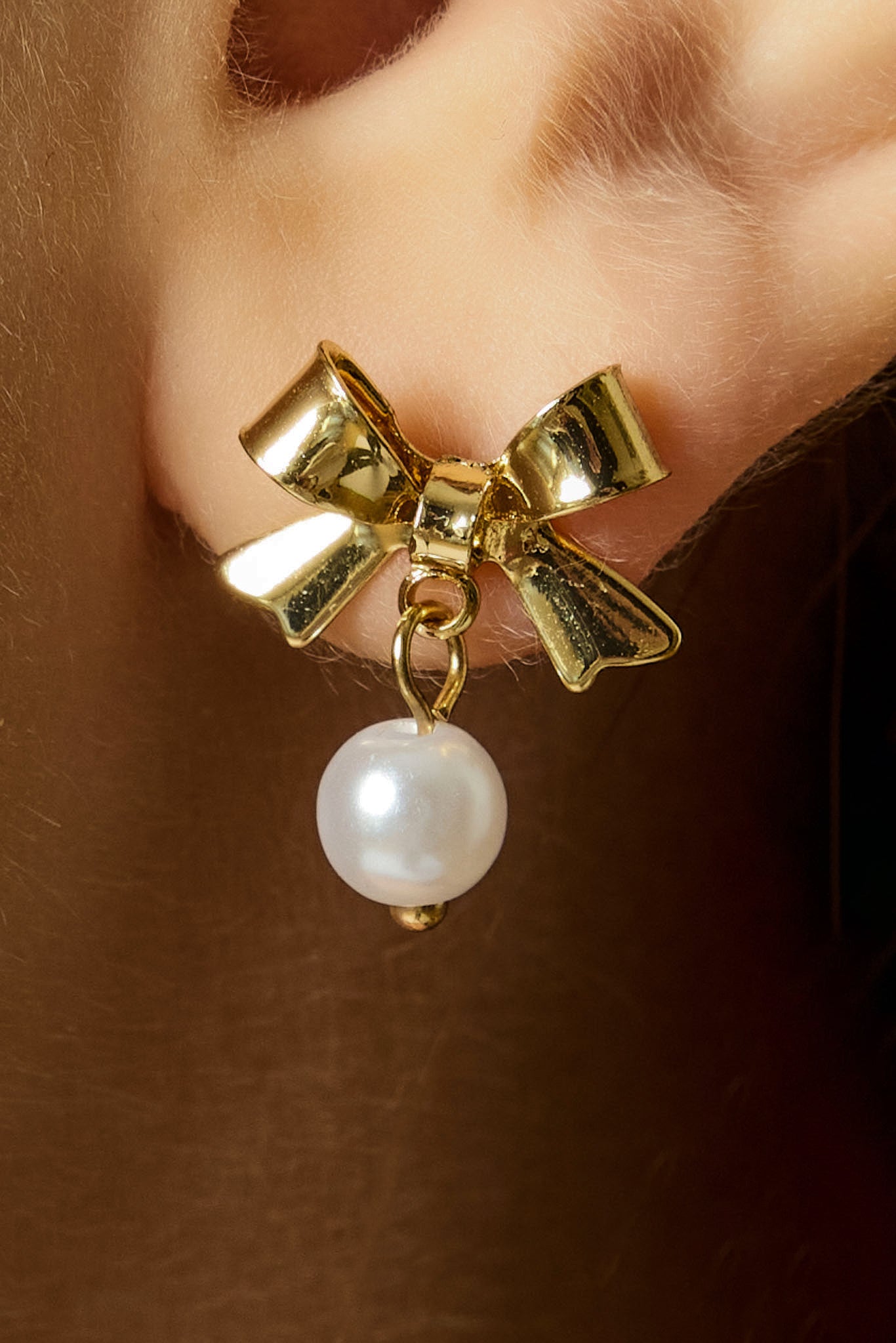 Pearl and Bow Earrings