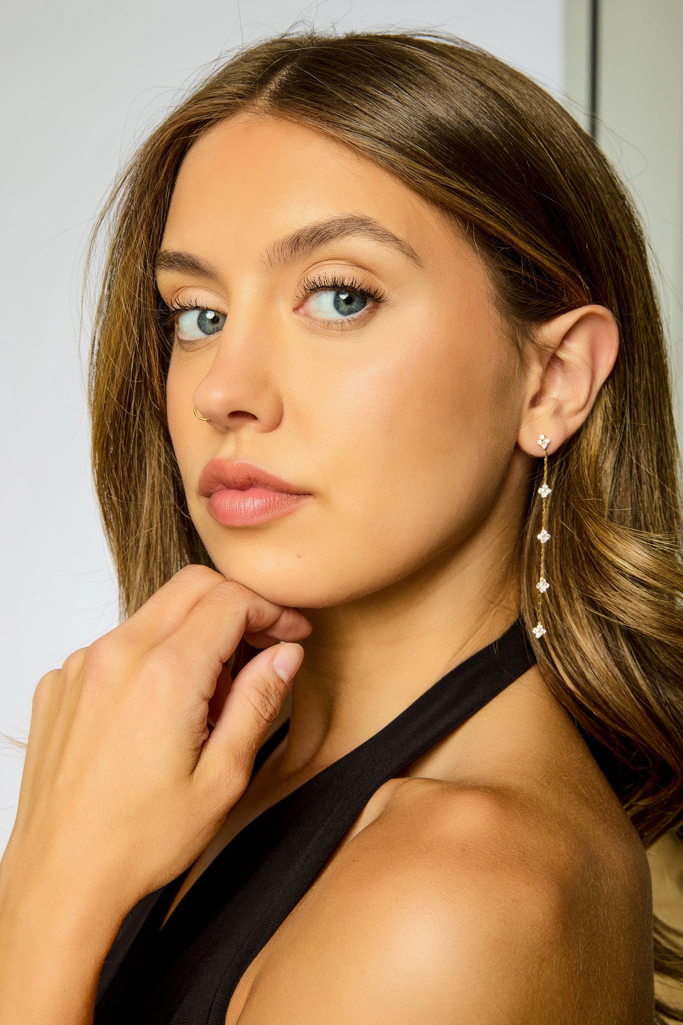 Boucles d'oreilles pendantes en strass
