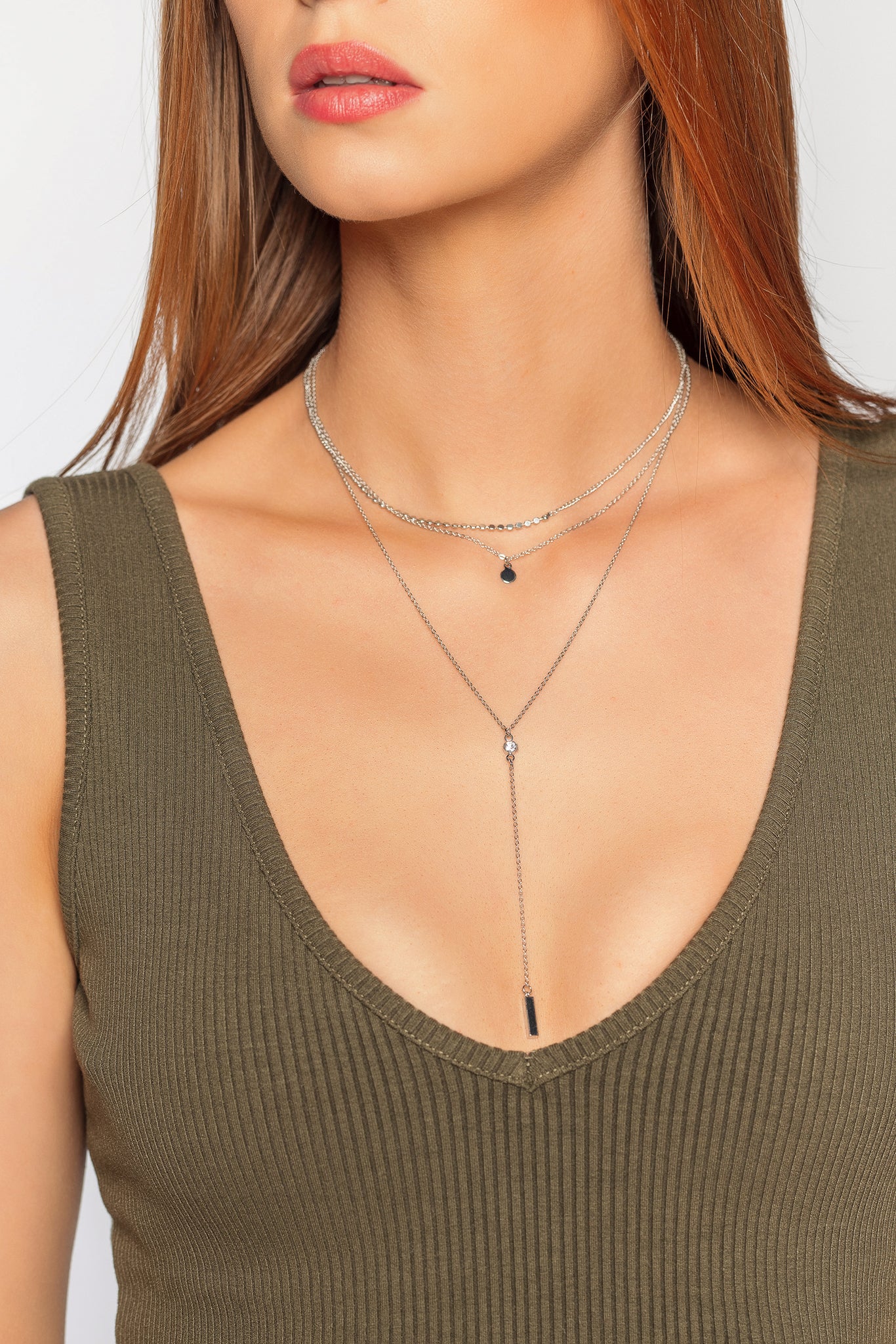 Collier Y triple brin