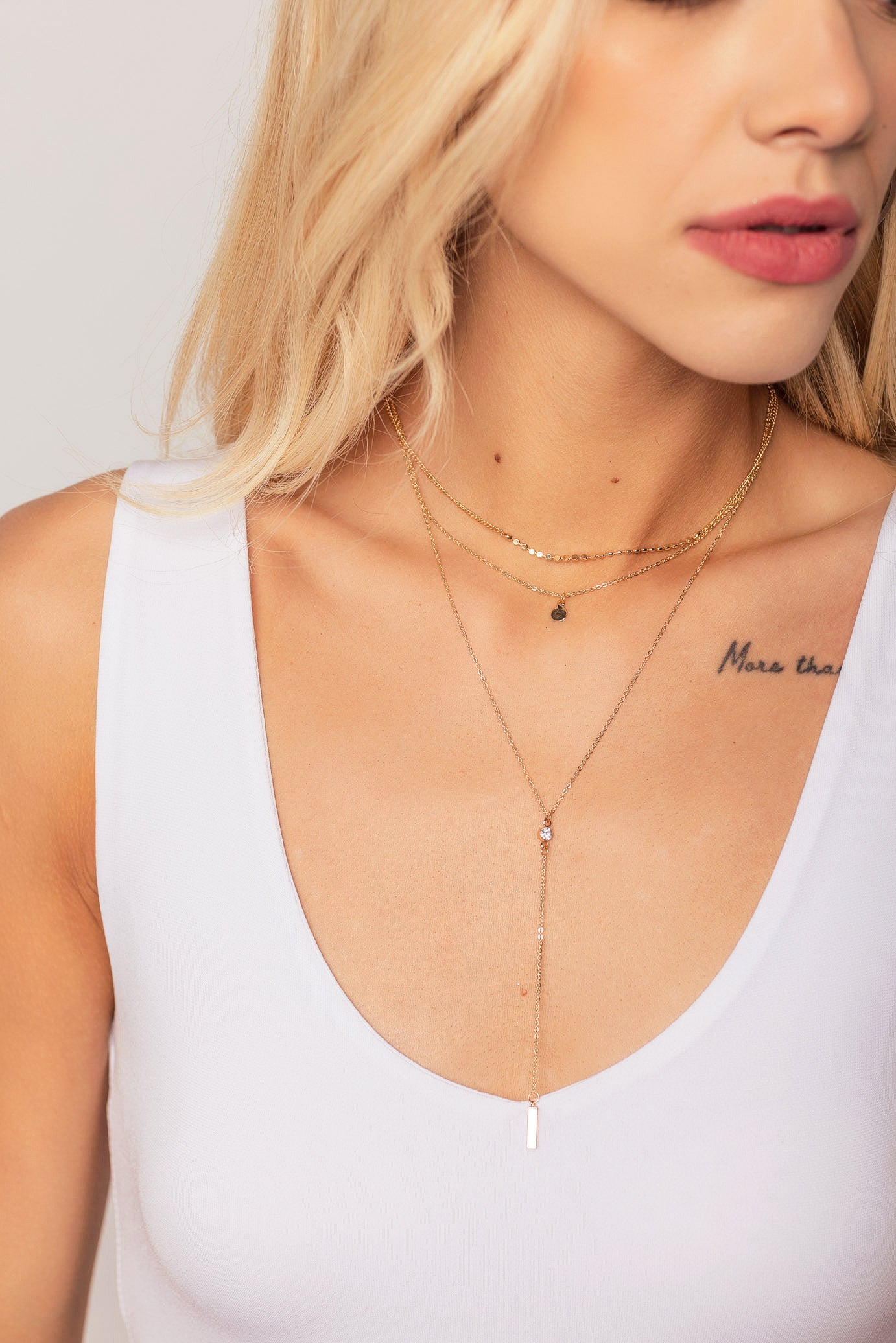 Triple Strand Lariat Necklace