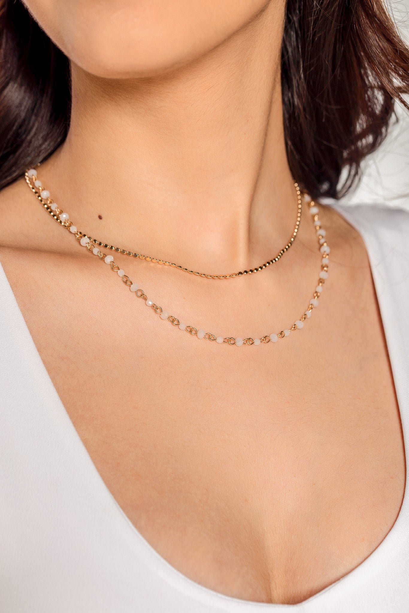 Double collier à billes opaques