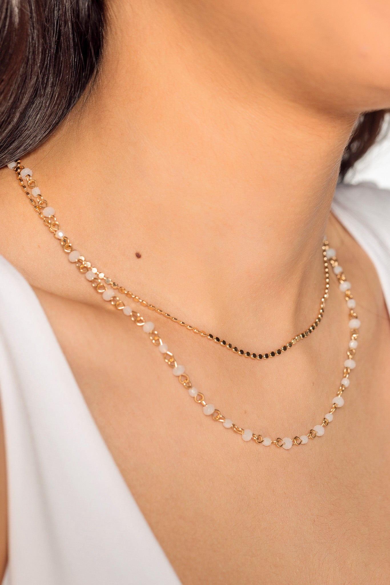 Double collier à billes opaques