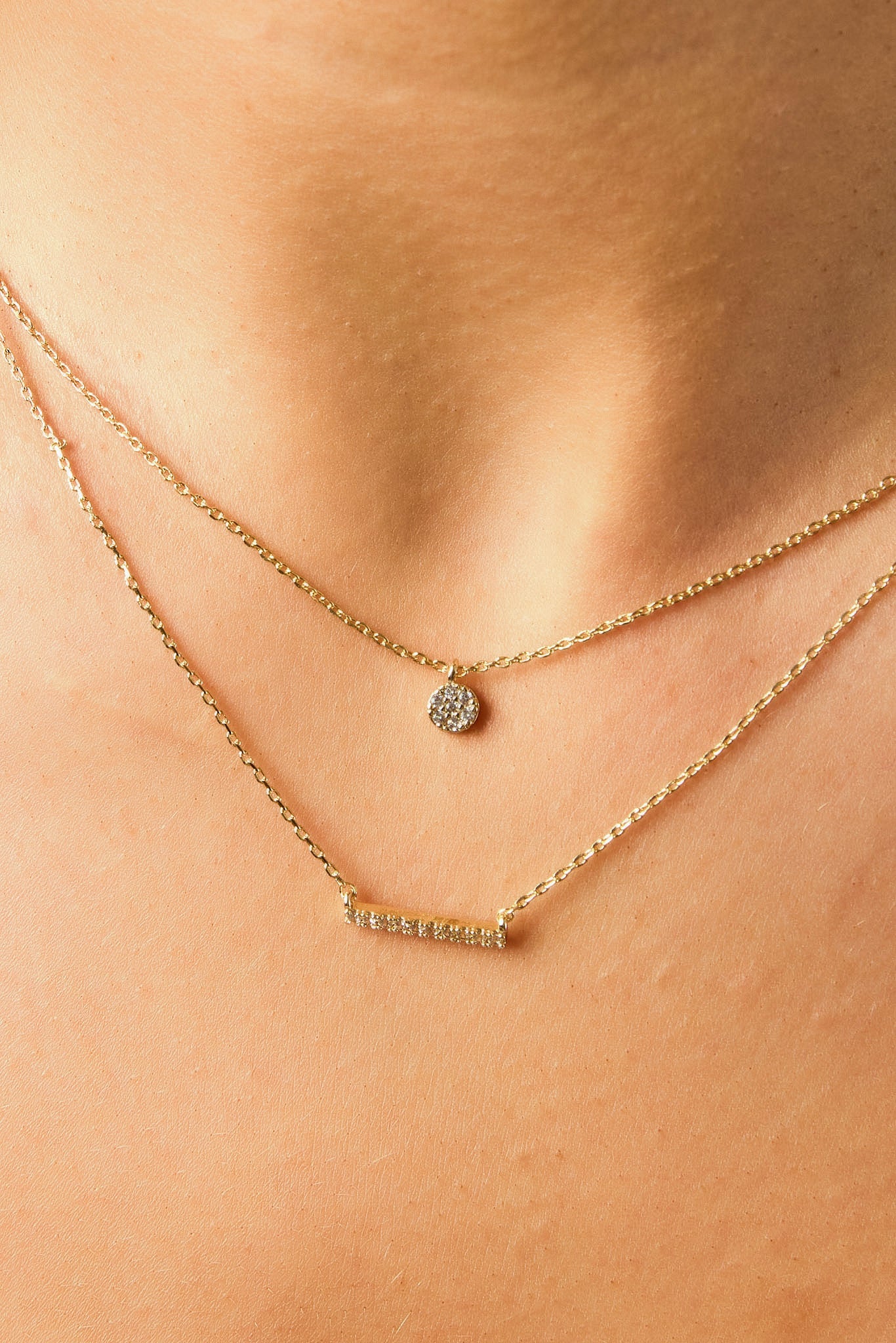 Necklace with Double Rhinestone Pendant