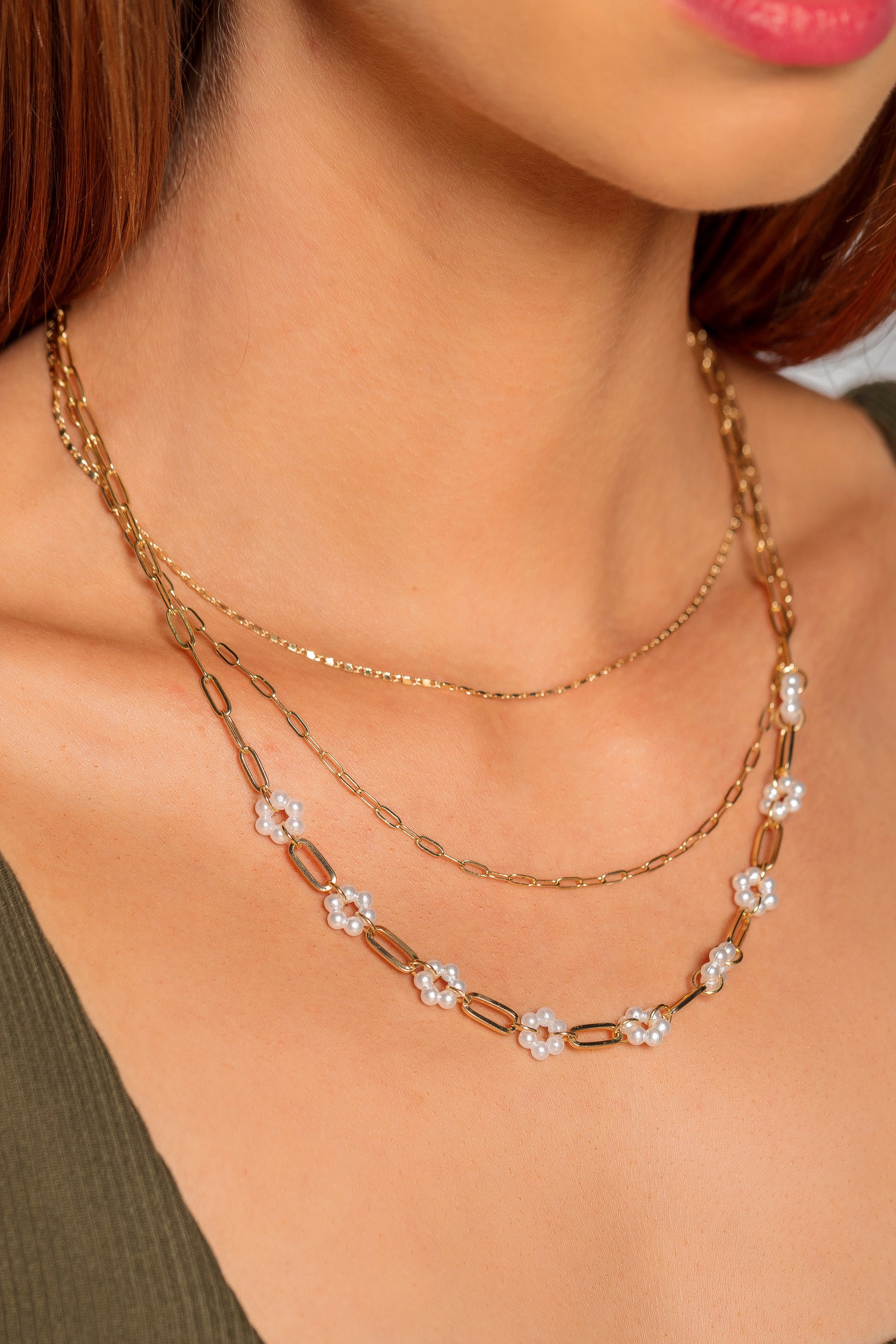 Collier superposé perles