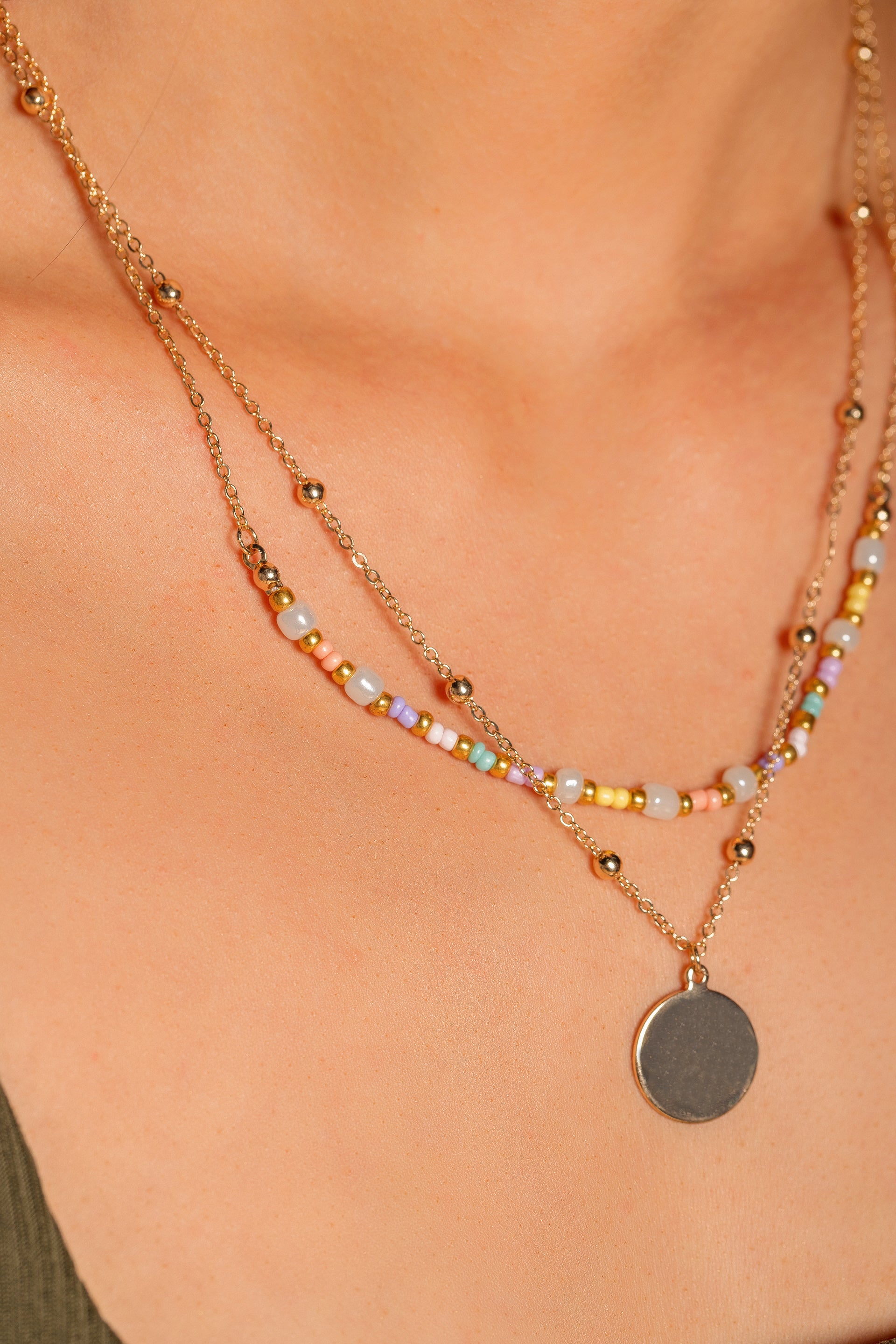 Collier billes pastel