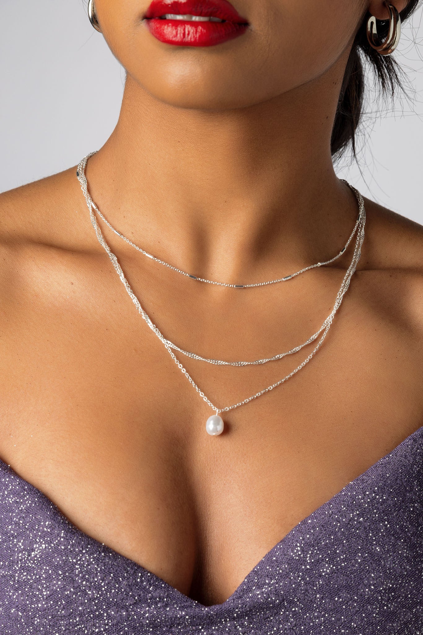 Layered Pearl Pendant Necklace – Eclipse - Main Image