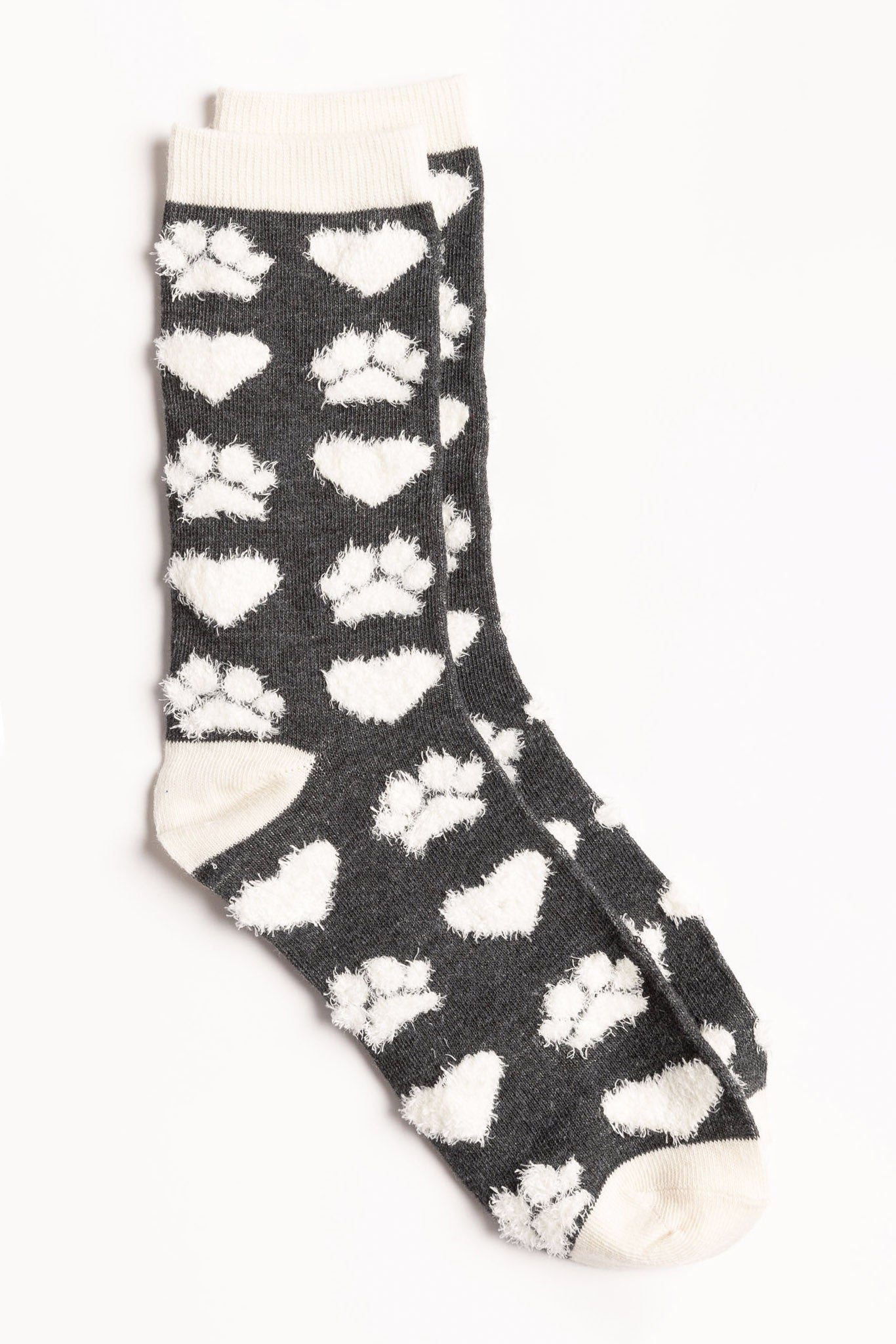 Fuzzy Heart and Paw Socks