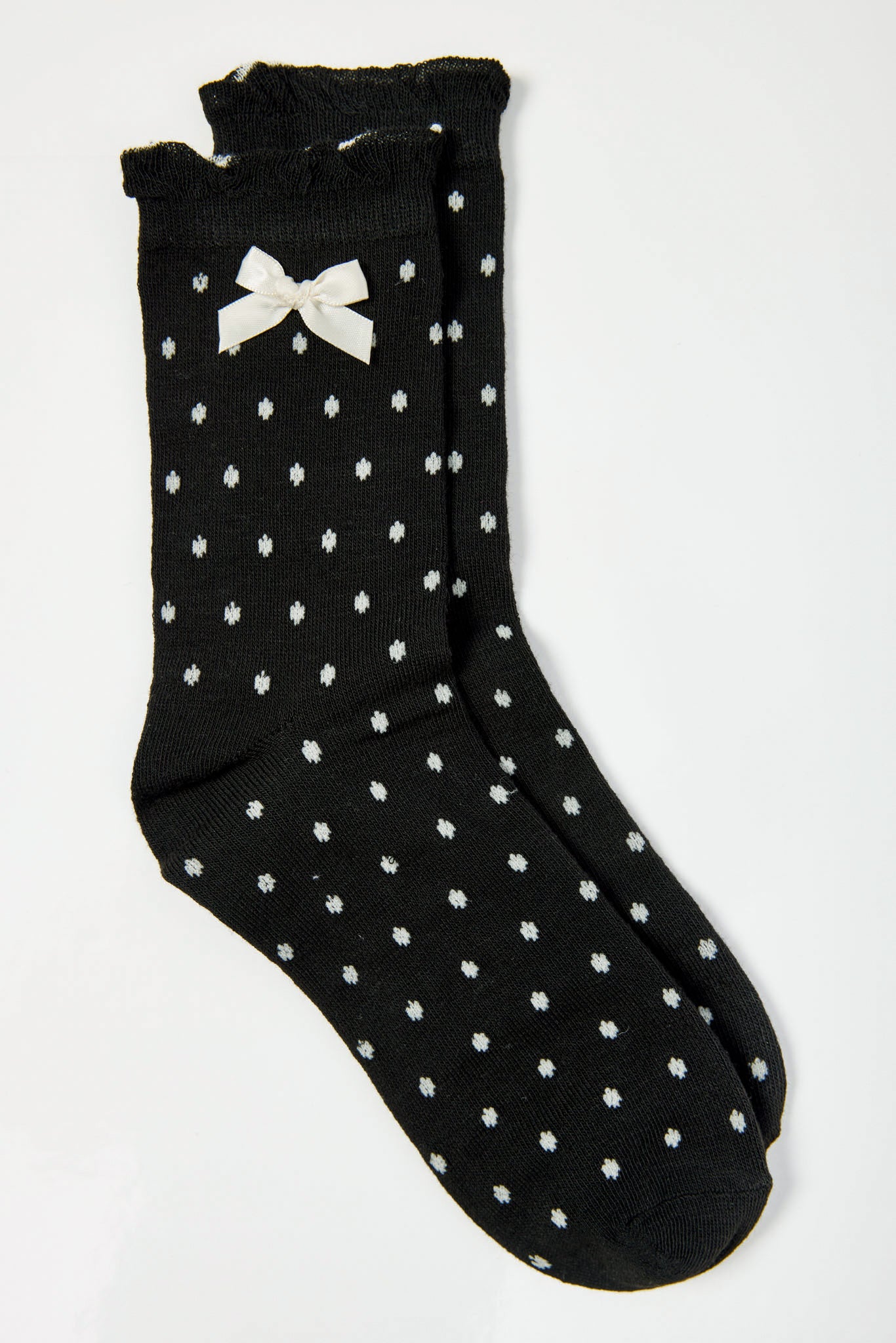 Polka Dot Ruffle-Trim Bow Socks